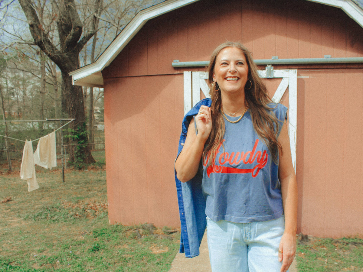 Howdy, Western Boxy Cropped Muscle Tank