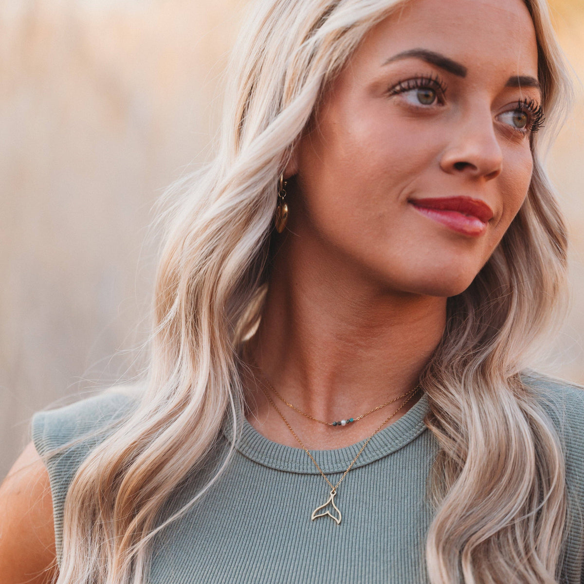 K'lani "Protect" Gold Whale Tail Necklace Set