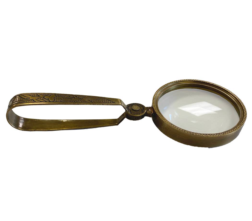 4-3/4&quot; Antiqued Brass Magnifying Glass with Folding Handle