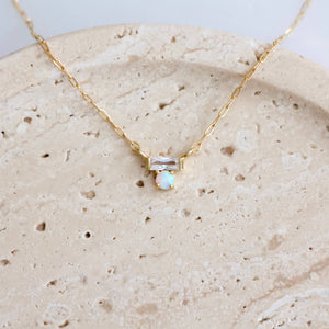 Mini CZ Opal Necklace - Gold Filled 