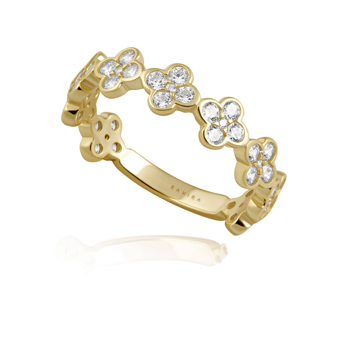 Dainty CZ Gracie Clover Ring