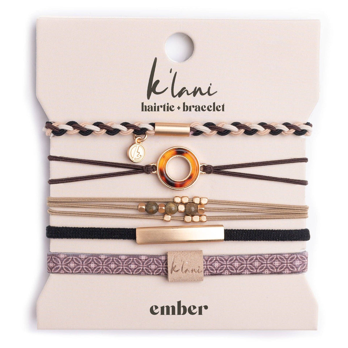 "Ember" Tortoise Shell Ring Charm with gold, browns and neutrals.