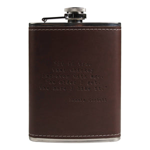 Ronnie Corbett Quote Leather Flask