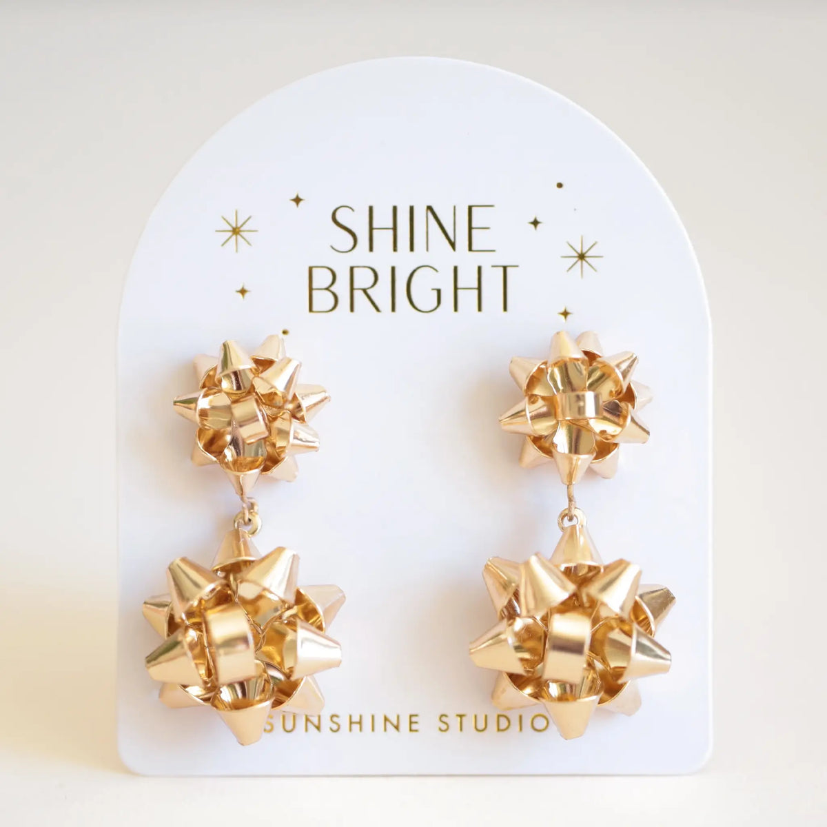 Holiday Bow Earrings | Double | Gold