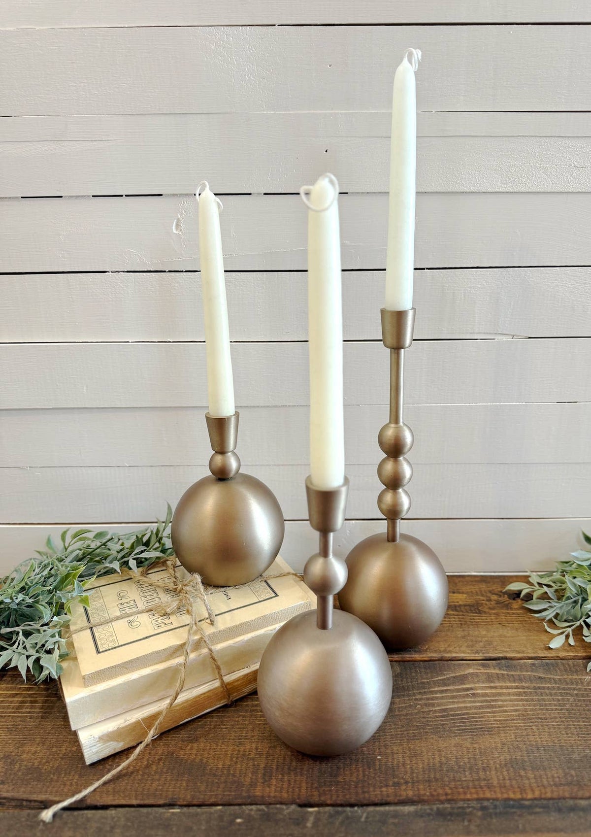 Large Stacked Orb Taper Candle Holder
