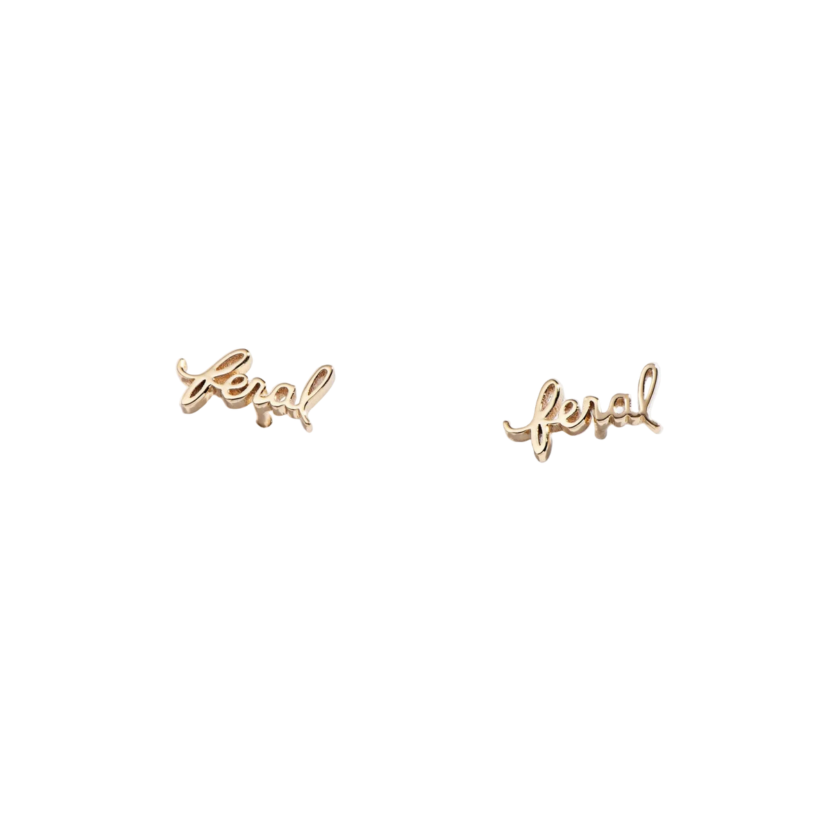 14k Gold Plate Feral Script Studs
