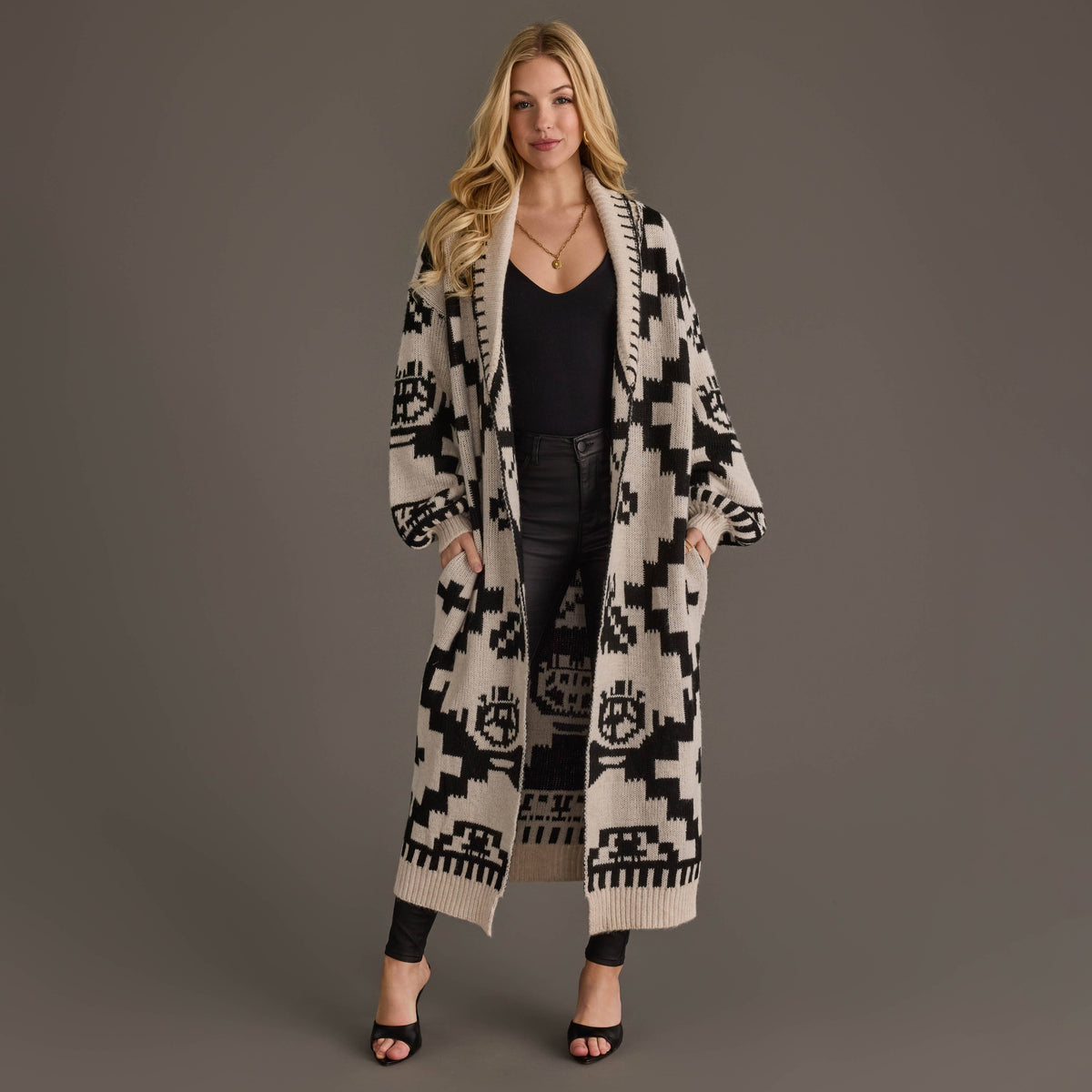 Cream &amp; Black Western Cardigan