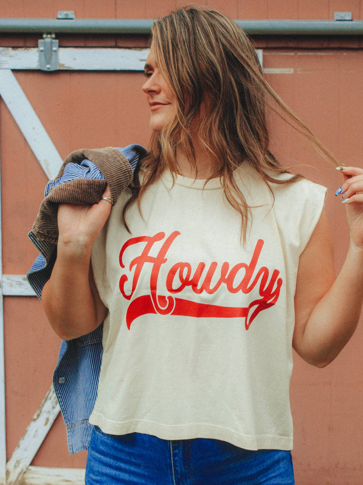 Howdy, Western Boxy Cropped Muscle Tank