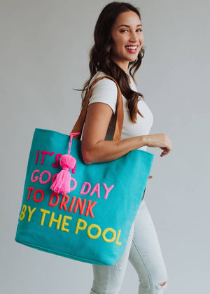 Blue Drink By The Pool Tote