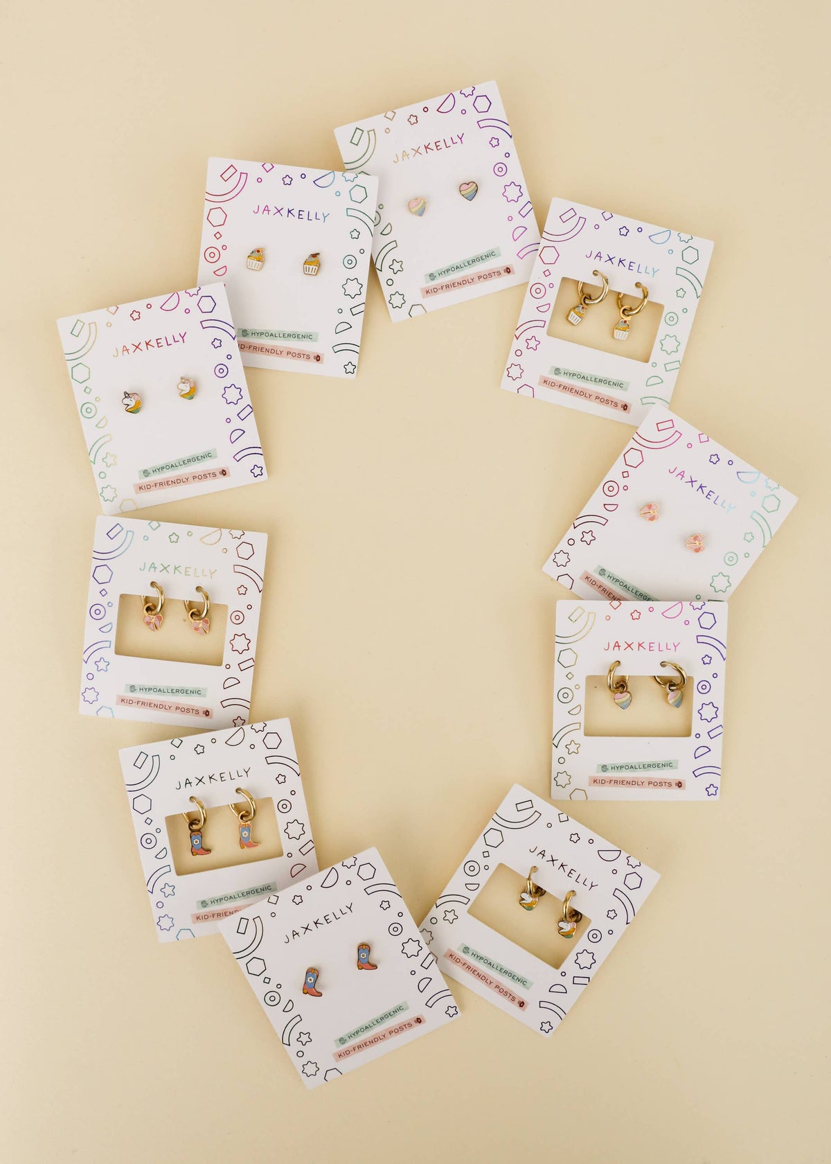 Heart Enamel Flat Back Kids Earrings