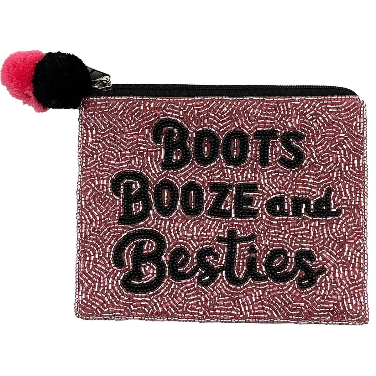 BOOTS,BOOZE AND BESTIES BEADED COIN POUCH