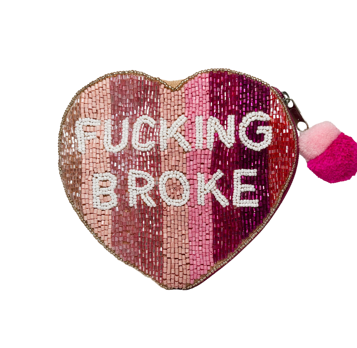 F*CKING BROKE BEADED COIN POUCH