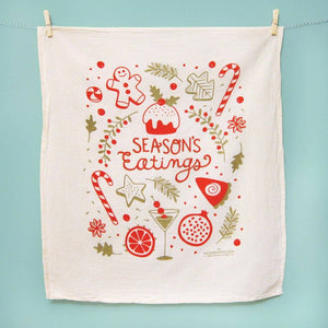 HAPPY HOLIDAYS (Peas, Seasons Eatings) - Tea Towel Set of 2