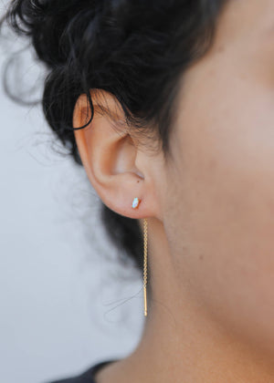 Studded Threader - Fire Opal - Earrings