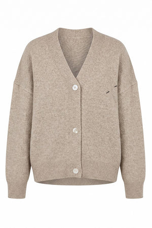 Embroidered "Lucky Duck" V-Neck Cardigan