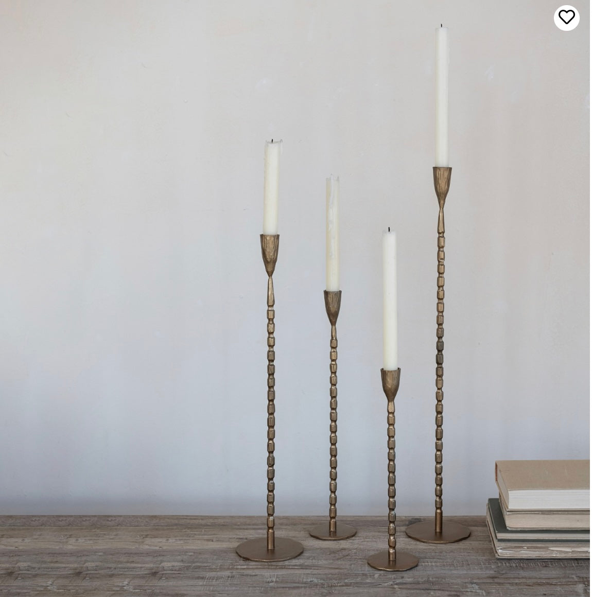 Hand-Forged Cast Iron Taper Holders, Brass Finish